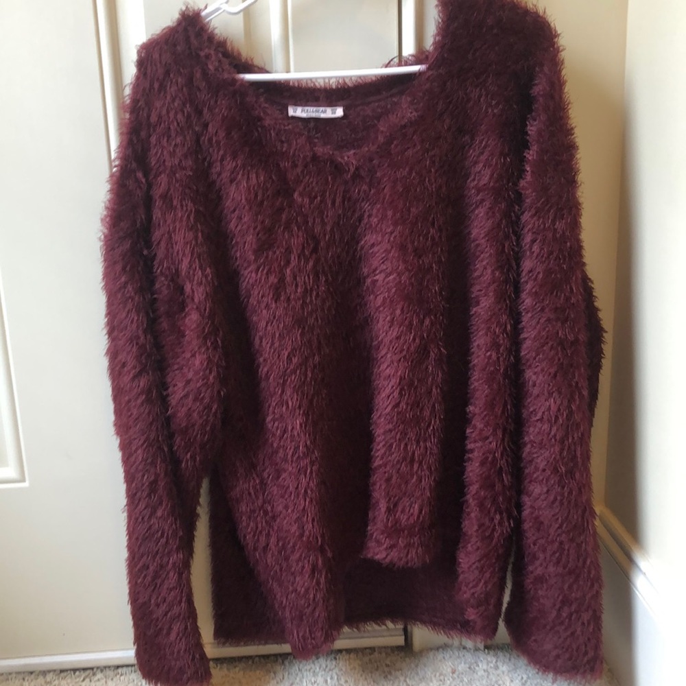 Burgundy fluffy sweater